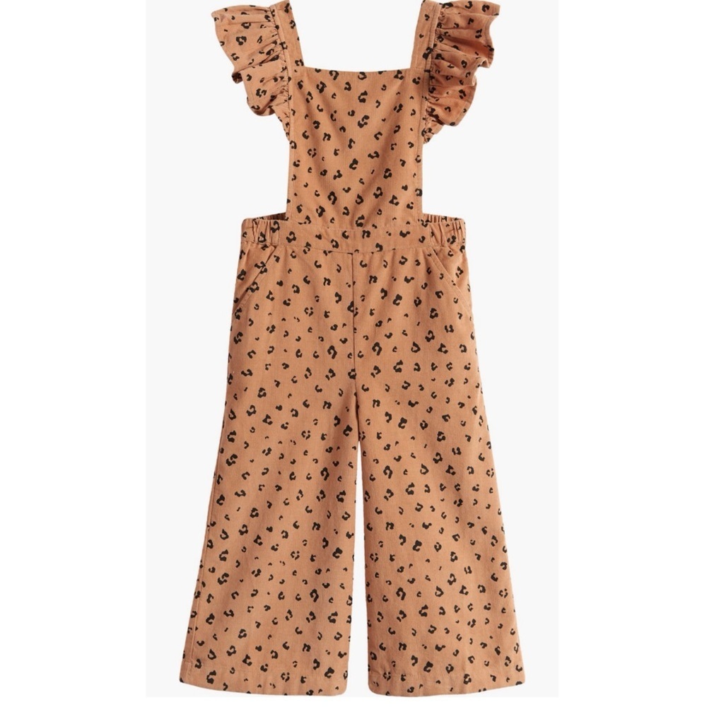 Tucker + Tate girls leopard print corduroy overalls